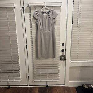 Brooks Brothers Light Gray Midi Dress w/ Cap Sleeves (Size 8)